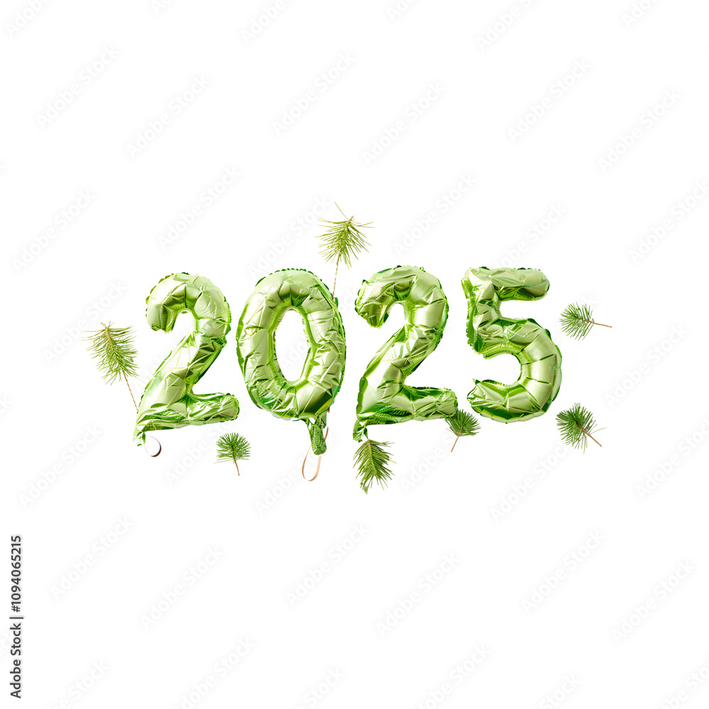 Happy New 2025 Year. Bright number shaped balloons isolated on white Happy New 2025 Year. Bright number shaped balloons isolated on white