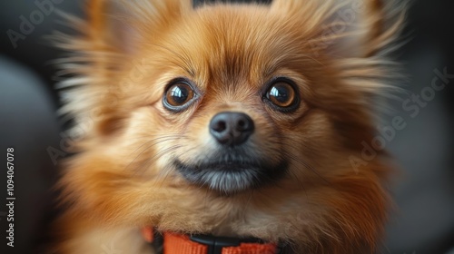 Adorable Pomeranian Dog Close Up Portrait