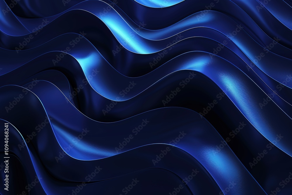 A blue wave with a shiny surface A blue wave with a shiny surface