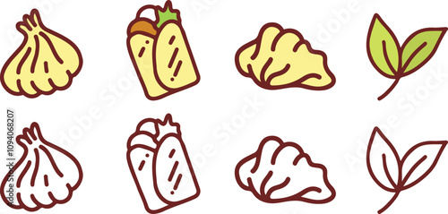 Simple Minimalist Dumpling Icon Logo Collection