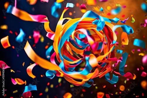 vibrant pieces of confetti in various shapes and colors descendi photo