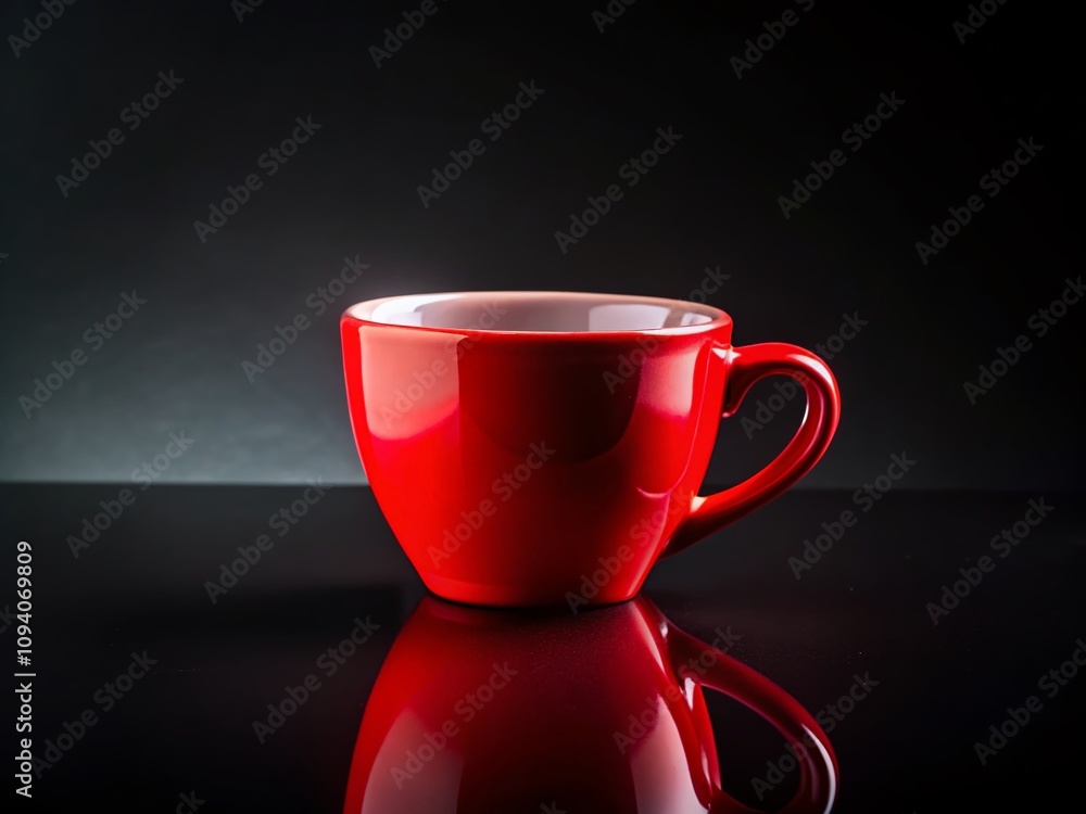 Top View of a Vibrant Red Cup on a Black Background, Showcasing Rich Textures and Depth of Field for a Striking Visual Experience Top View of a Vibrant Red Cup on a Black Background, Showcasing Rich Textures and Depth of Field for a Striking Visual Experience