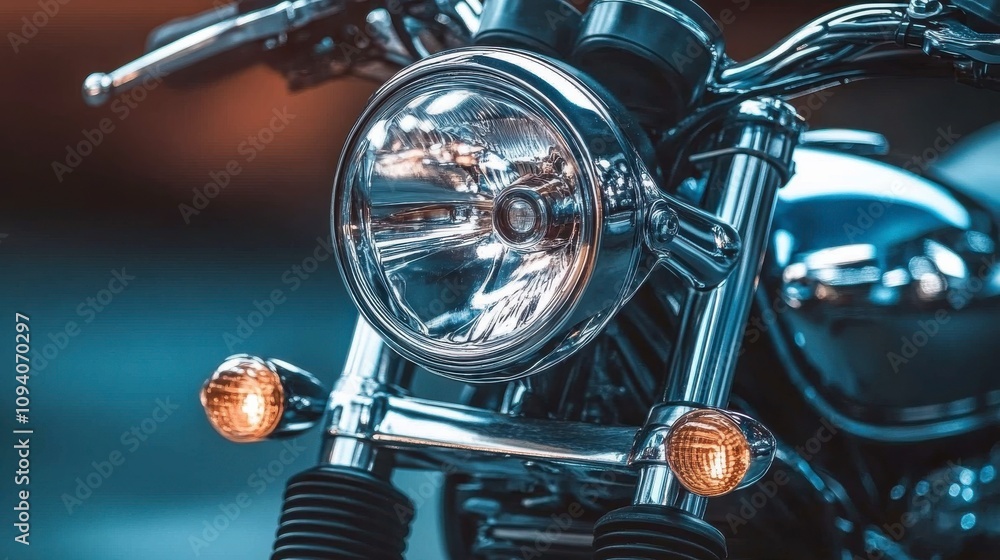 Fototapeta premium Sharp Chrome Headlight with Reflective Details