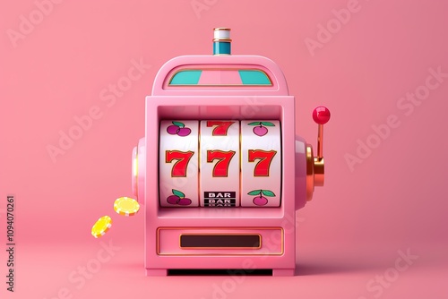 A pink slot machine with a 7 on it