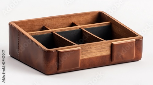 Brown Leather and Wooden Organizer photo