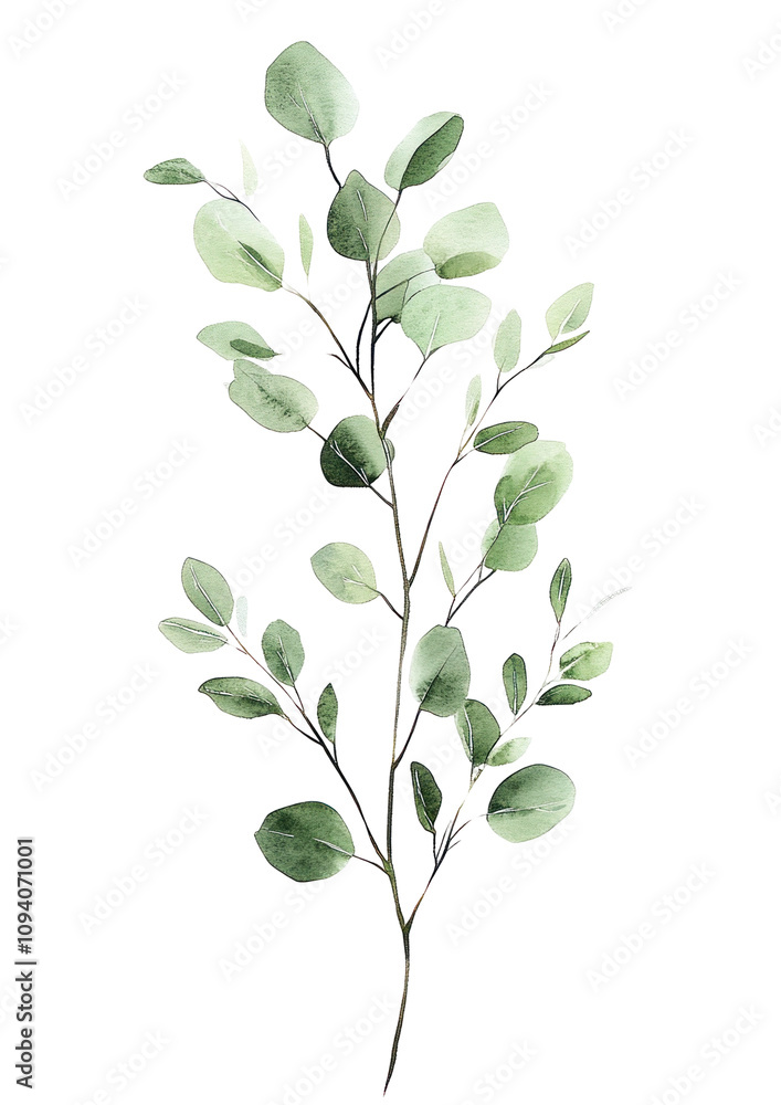 Green Leafy Branch on Transparent Background Green Leafy Branch on Transparent Background