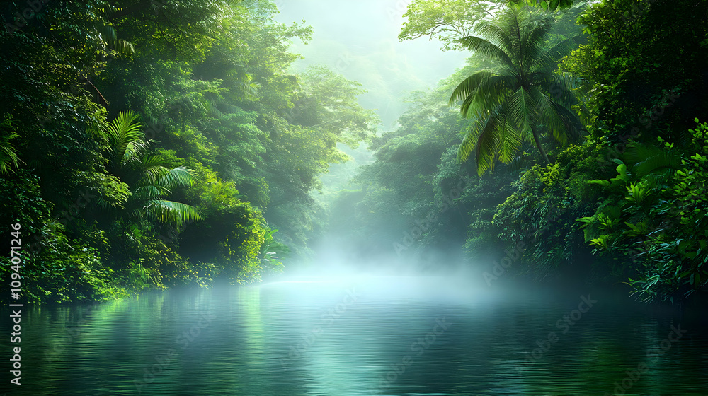Jungle River Mist - Realistic Landscape Image Jungle River Mist - Realistic Landscape Image