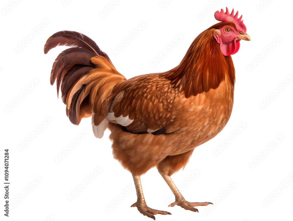 Fototapeta premium Vibrant Brown Rooster Standing Proudly