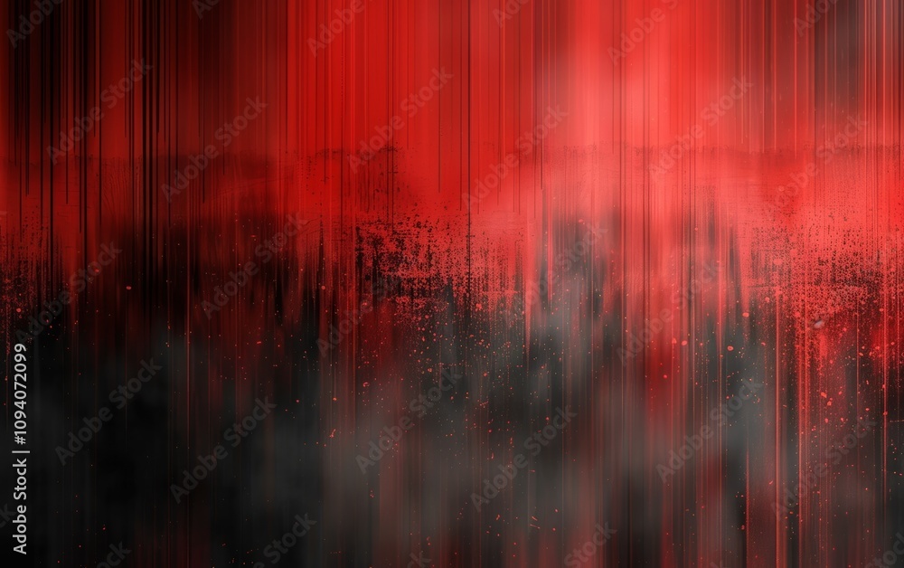 Obraz premium A red and black abstract painting with a lot of red lines