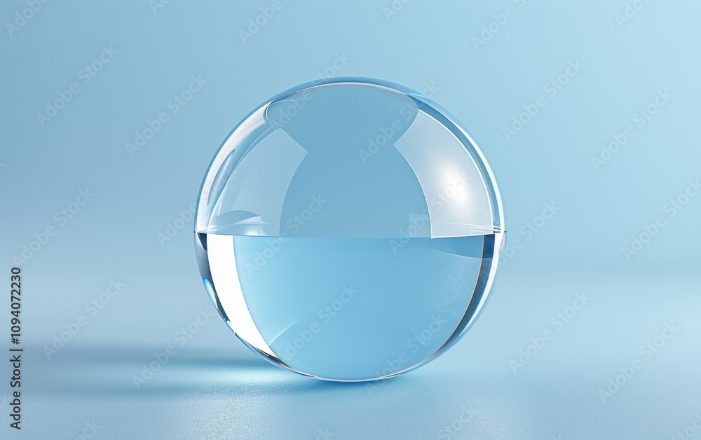 A clear glass ball with water inside A clear glass ball with water inside