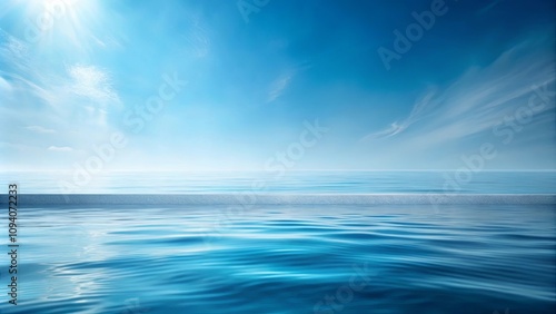 Serene Ocean Vista Tranquil Waters Under a Bright Sunny Sky with a Subtle Horizontal Line