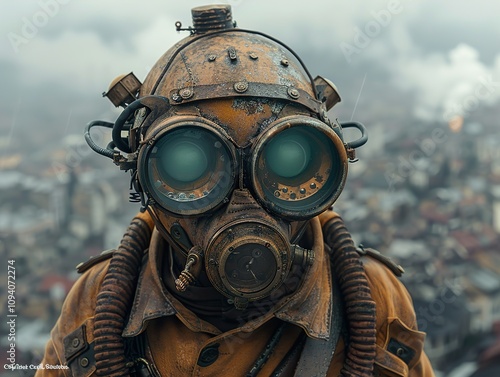 Steampunk Gas Mask: A Futuristic Vision of a Dystopian World photo