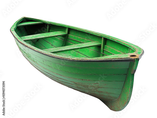 Vintage Green Wooden Boat without Water photo