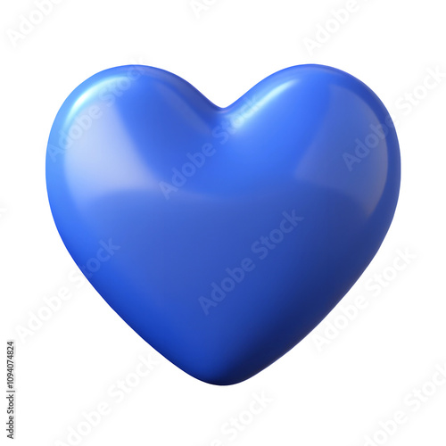 blue heart 3d render icon in cartoon plastic style minimal isolated on transparent white background, clipping path