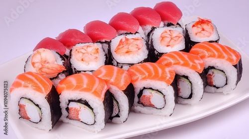 Delicious Assorted Sushi Rolls Platter photo