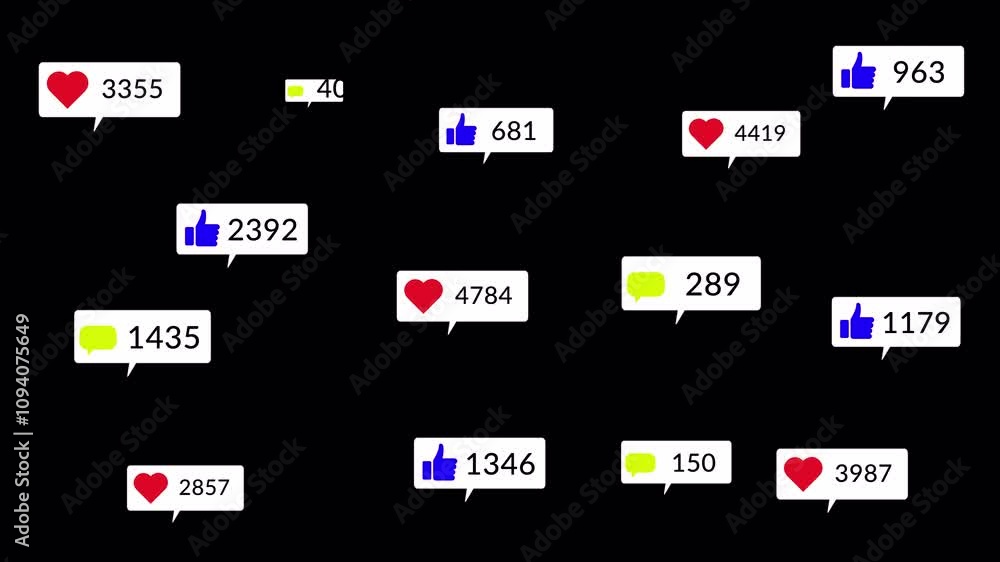 Social media icon showing social network application platform, social media icon animation, concept on count the number of likes comment followers. Social media icon showing social network application platform, social media icon animation, concept on count the number of likes comment followers.