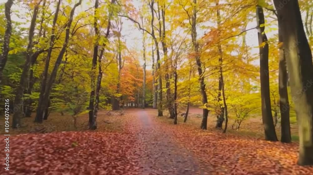 custom made wallpaper toronto digitalAutumnal Path: A Serene Forest Walk in Vibrant Fall Colors