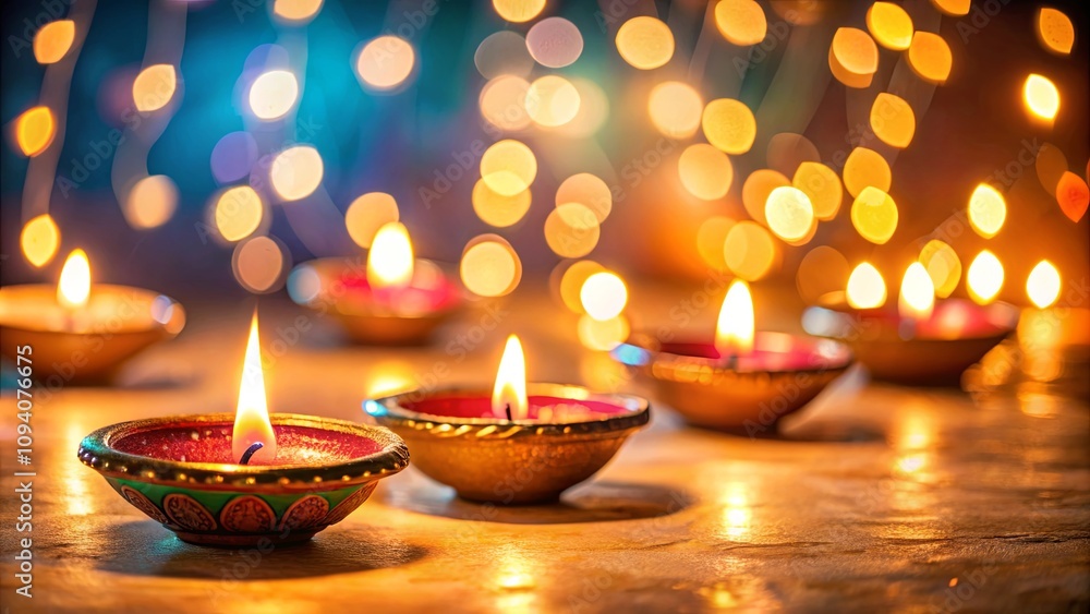 Illuminated Festive Candles with Warm Glow and Soft Bokeh Background Illuminated Festive Candles with Warm Glow and Soft Bokeh Background