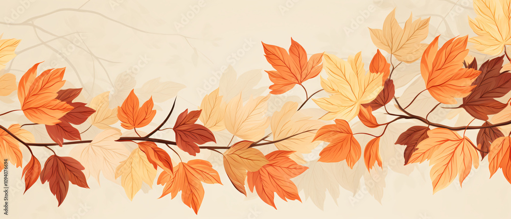 A vector illustration of autumn leaves on a beige background, capturing the essence of fall with warm, earthy tones.
A vector illustration of autumn leaves on a beige background, capturing the essence of fall with warm, earthy tones.
