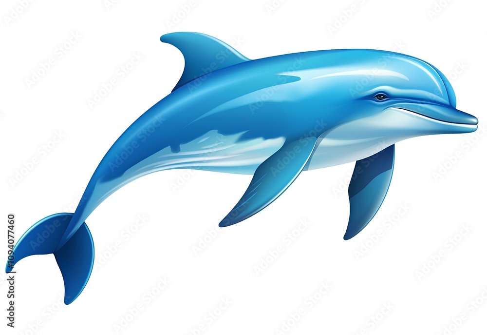 Fototapeta premium A Stunning Illustration of a Vibrant Blue Dolphin Leaping Gracefully Through the Ocean Depths, a Symbol of Aquatic Freedom and Marine Life's Beauty