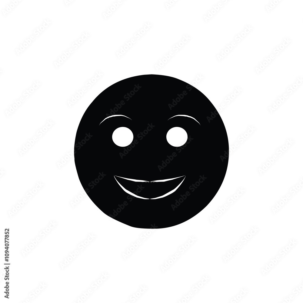 Smile Icon in black color and outline style Smile Icon in black color and outline style