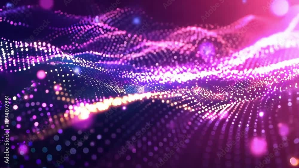 Abstract Purple and Pink Wavy Background with Glowing Particles Abstract Purple and Pink Wavy Background with Glowing Particles