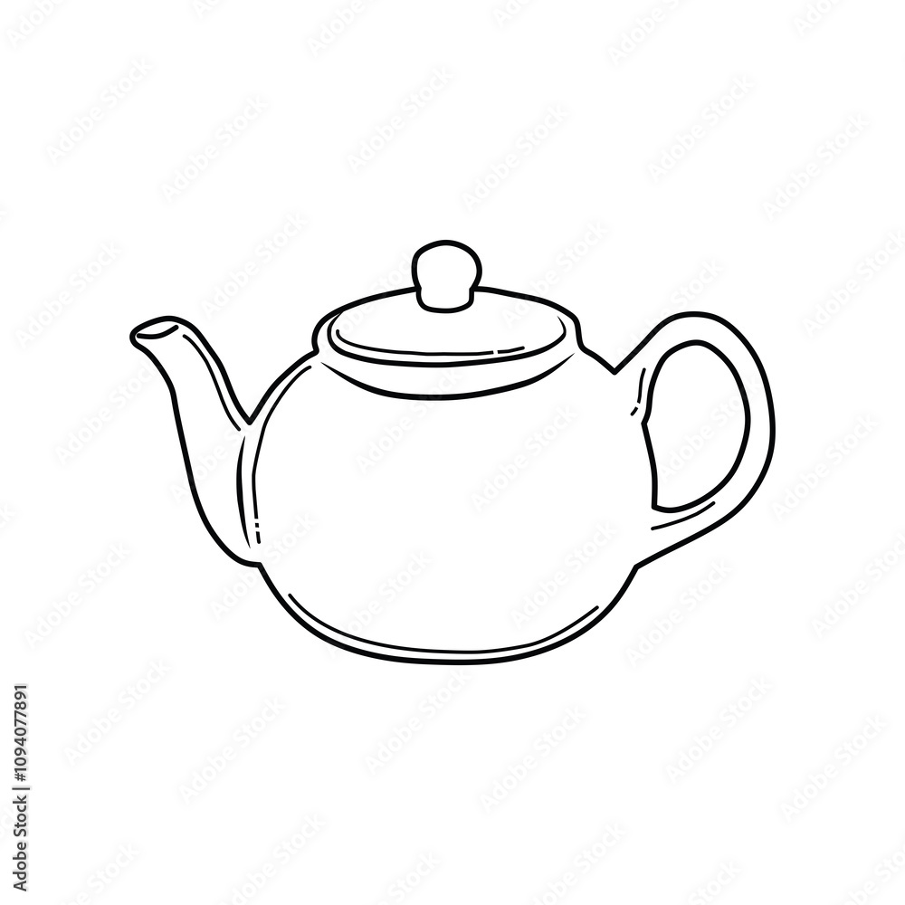 Kettle Icon in black color and outline style Kettle Icon in black color and outline style