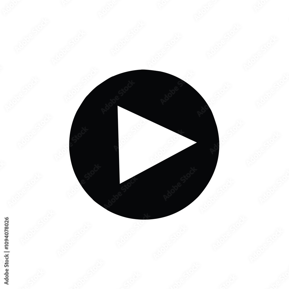 Play icon with black color and outline style Play icon with black color and outline style
