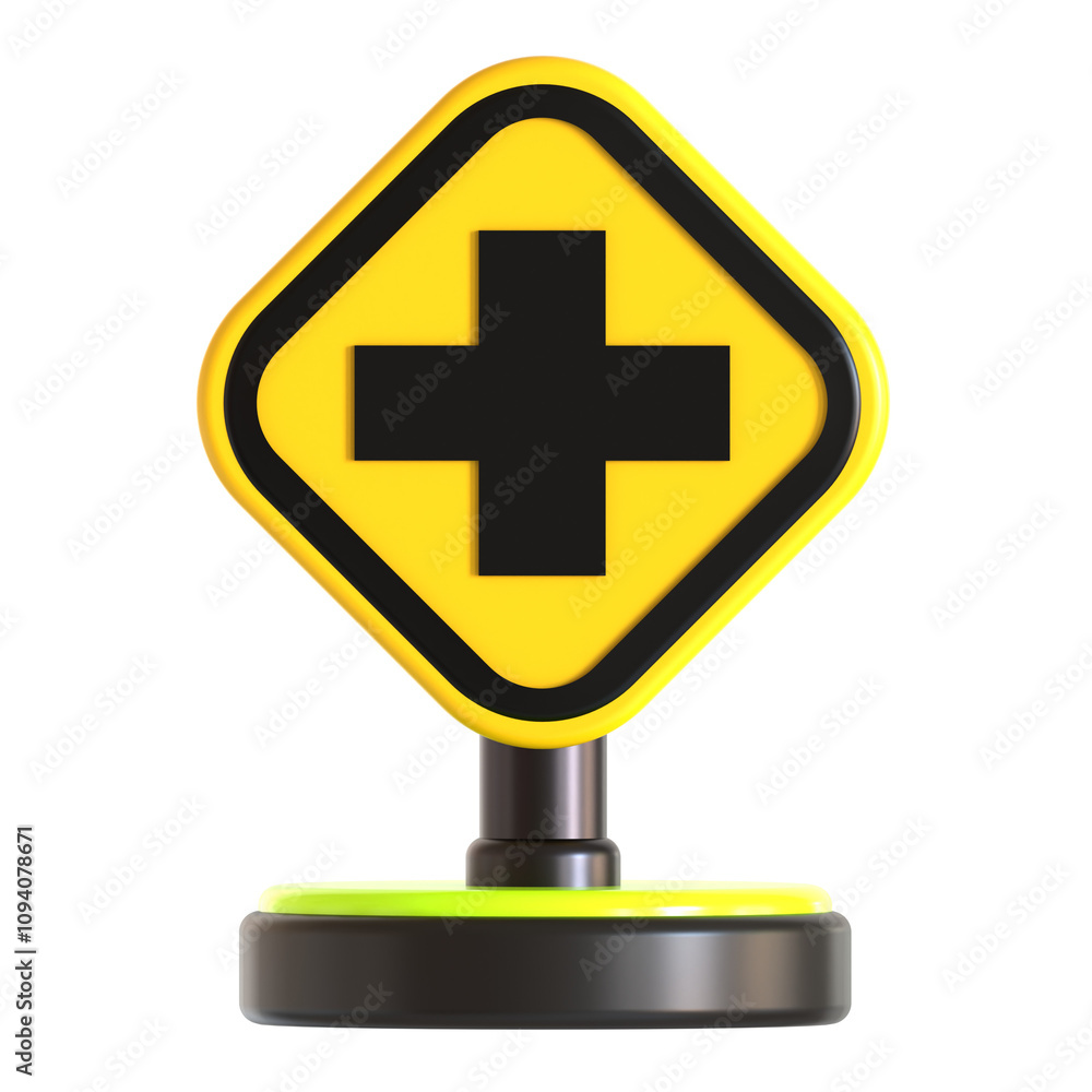 Fototapeta premium cross road traffic sign 3d icon illustration