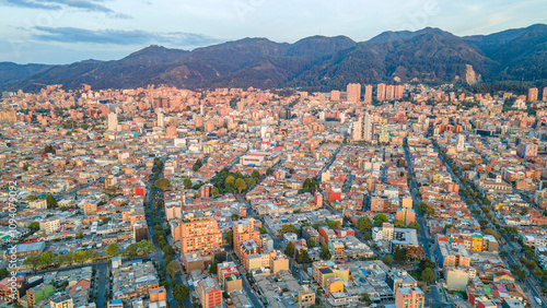 Aerial View of Bogota, Colombia: A Vibrant Urban Landscape Surrounded by Mountains