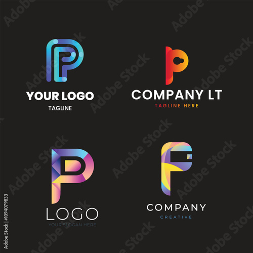 d alphabet letter Corporate business company marketing logo design elegant and badge design collection  vector logo