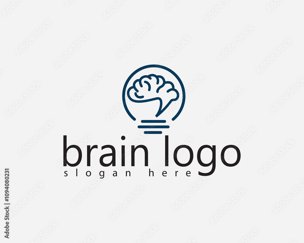 creative brain in the lamp with line concept logo design creative brain in the lamp with line concept logo design