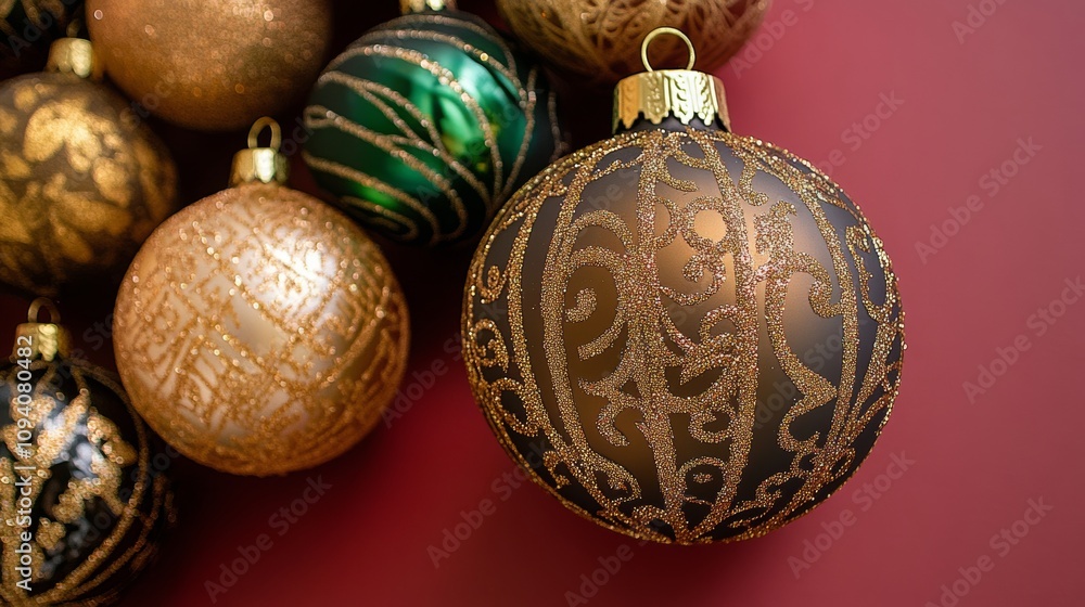 A vibrant display of various Christmas ornaments rests on a rich red surface, capturing the festive spirit and holiday cheer. A vibrant display of various Christmas ornaments rests on a rich red surface, capturing the festive spirit and holiday cheer.