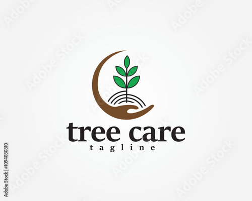 creative mangrove tree with hands wrapped around logo design