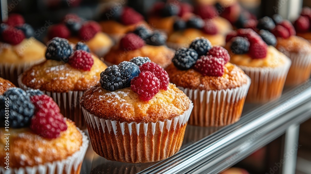 Delicious Berry Muffins Bakery Sweets Closeup Food Photography Delicious Berry Muffins Bakery Sweets Closeup Food Photography