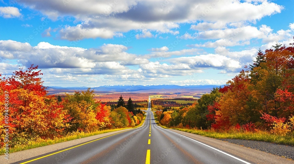 Autumn Road Trip: Scenic Highway Through Colorful Fall Foliage Autumn Road Trip: Scenic Highway Through Colorful Fall Foliage