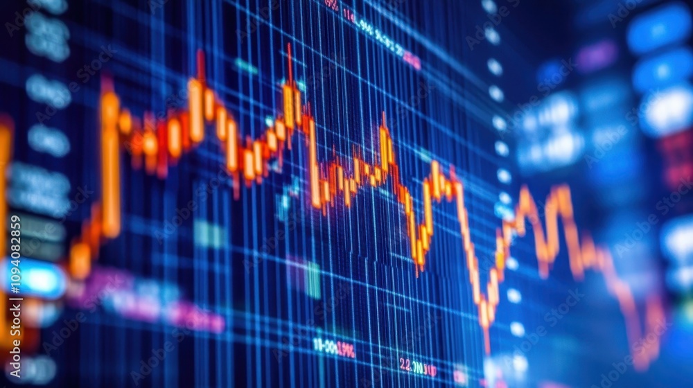 A close-up of a financial chart displaying stock market trends and data analysis. A close-up of a financial chart displaying stock market trends and data analysis.