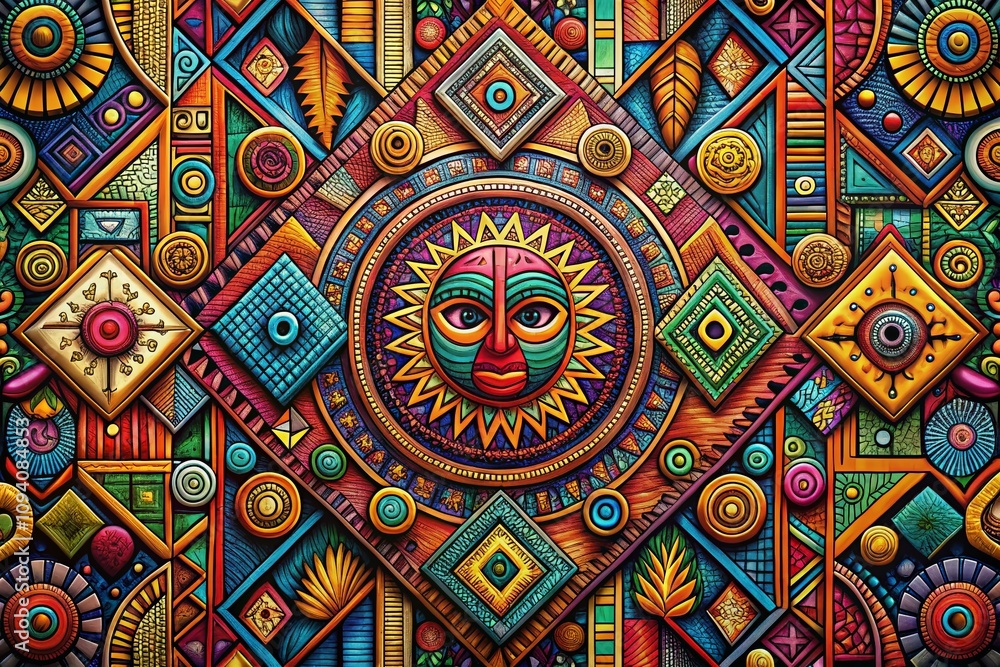 Vibrant African Tribal Symbols and Geometric Shapes - Abstract Doodle Decoration Set Featuring Colorful Mayan Hand-Drawn Ethnic Boho Elements for Unique Cultural Artistry Vibrant African Tribal Symbols and Geometric Shapes - Abstract Doodle Decoration Set Featuring Colorful Mayan Hand-Drawn Ethnic Boho Elements for Unique Cultural Artistry