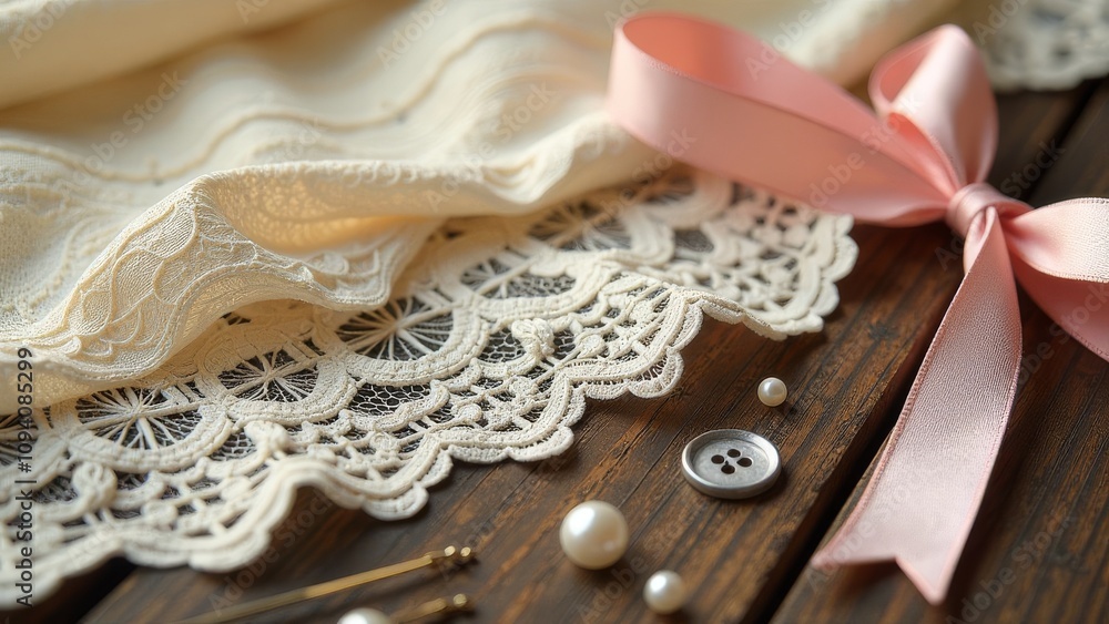 A white lace fabric with a bunch of buttons and pearls on it A white lace fabric with a bunch of buttons and pearls on it