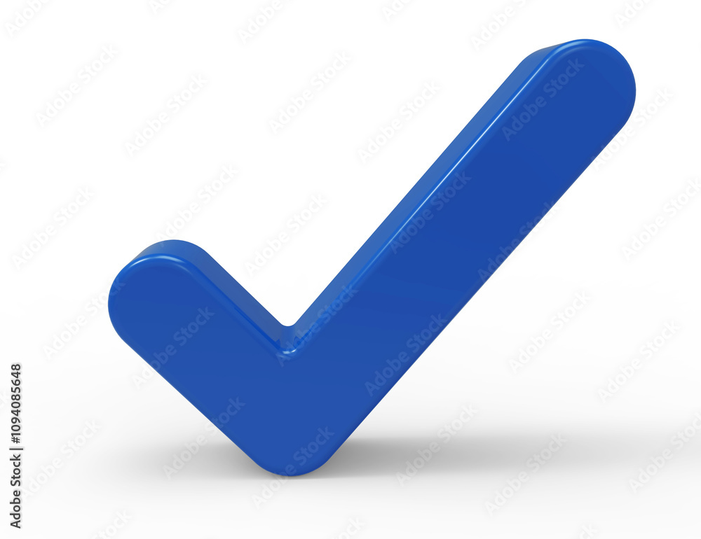 3d Blue Check Mark on white background