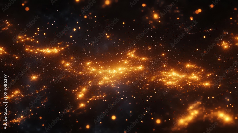 Fototapeta premium A cosmic scene depicting glowing celestial bodies in a dark space environment.