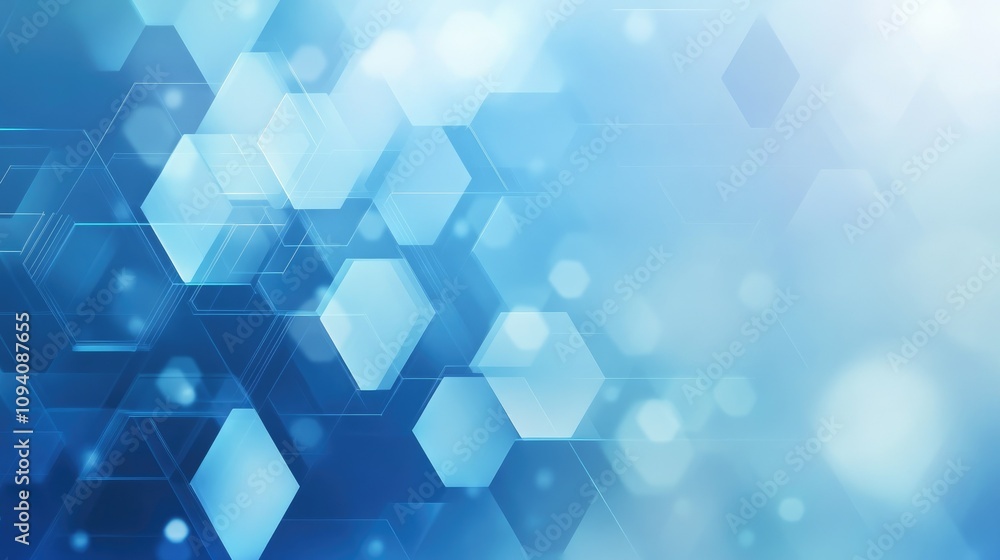 Abstract blue background with hexagon shapes and bokeh lights. Abstract blue background with hexagon shapes and bokeh lights.