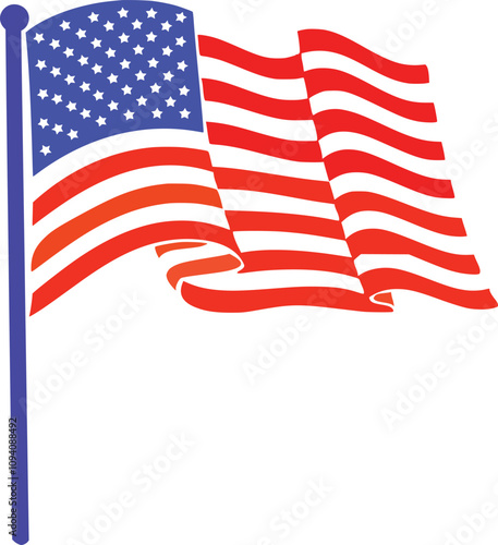 american flag waving in wind