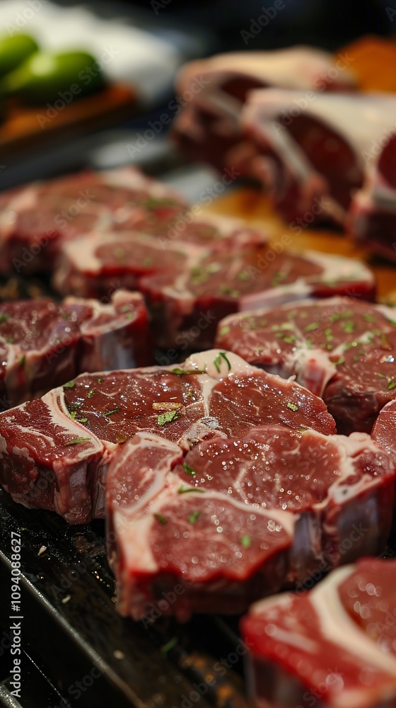 Close-up of Raw Lamb Chops Ready for Grilling Close-up of Raw Lamb Chops Ready for Grilling