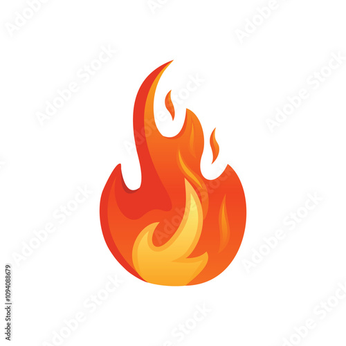 Fire flame vector illustration. High quality fire emoticon isolated on white background