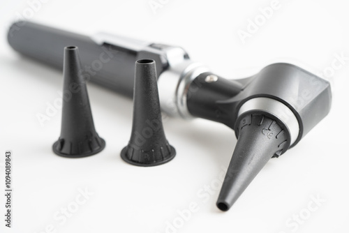 Tableau sur toile Otoscope for audiologist or ENT doctor use otoscope checking ear and treate hearing loss problem