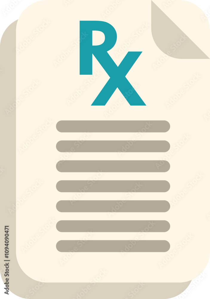 Medical prescription form with rx symbol indicating a prescription for medication or treatment Medical prescription form with rx symbol indicating a prescription for medication or treatment
