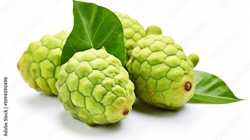 Freshly Harvested Noni Fruit with Distinct Bumpy Light Green Skin Freshly Harvested Noni Fruit with Distinct Bumpy Light Green Skin