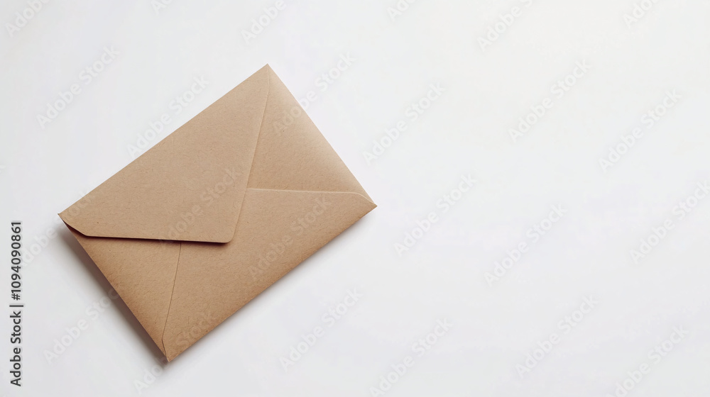 plain brown envelope on a white background  isolated minimal design