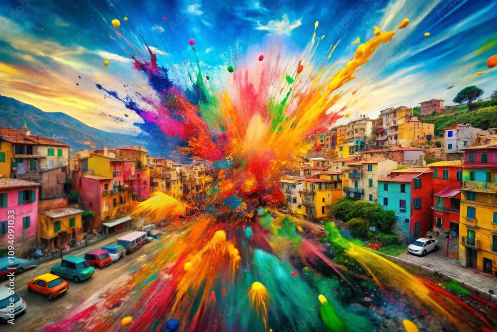 Vibrant Expression in Captivating Colorful Brushstrokes and Splattered Textures Captured in Panoramic Photography for Dynamic Art Enthusiasts and Creative Spaces